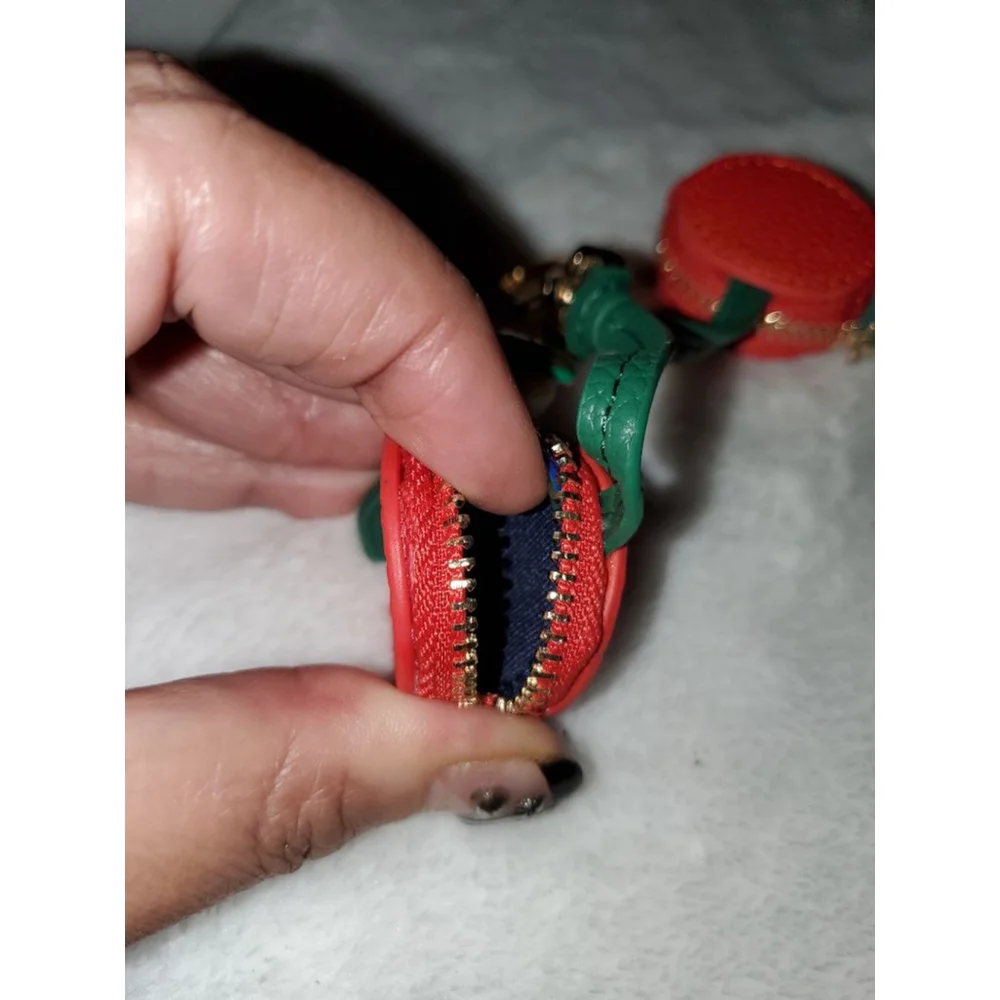 Cherry Red & Green Key Holder, and bag charm